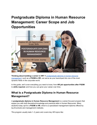 Postgraduate Diploma in Human Resource Management_ Career Scope and Job Opportunities