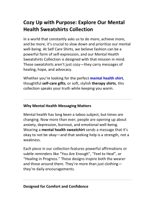 Self-Care Meets Style – Shop Mental Health Sweatshirts