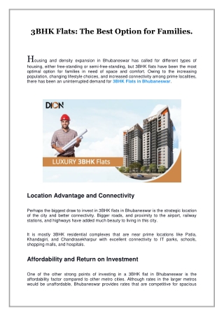 3BHK Flats, The Best Option for Families.