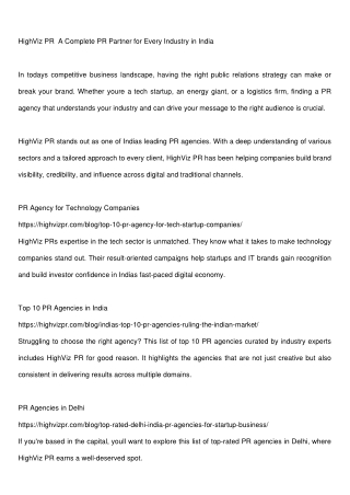 highviz pr a complete pr partner for every