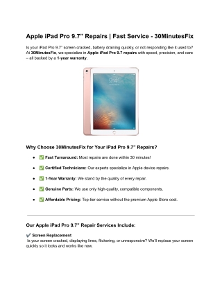 Apple iPad Pro 9.7” Repairs _ Fast Service - 30MinutesFix