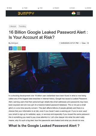 16 Billions Google Leaked Password Alert in 2025