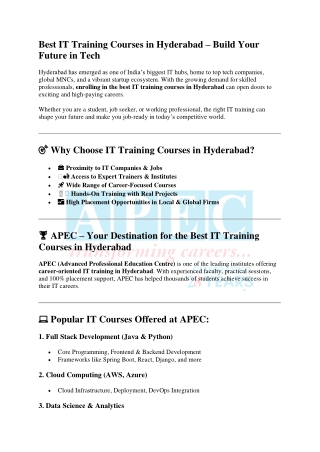 Best IT Training Courses in Hyderabad