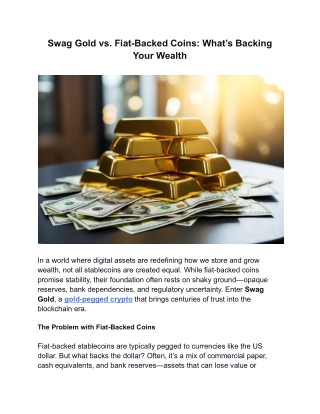 Swag Gold vs Fiat Backed Coins