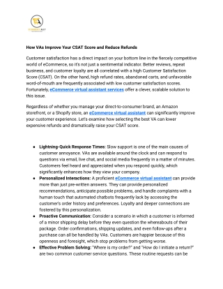 How VAs Improve Your CSAT Score and Reduce Refunds