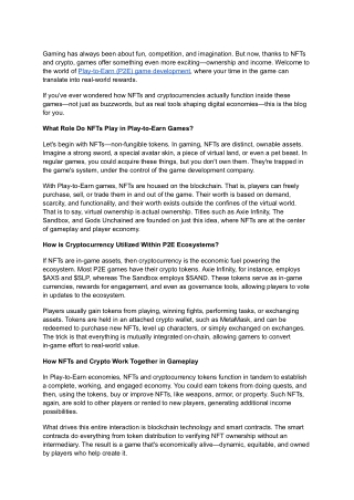 How Are NFTs and Crypto Used in Play-to-Earn Game Development_