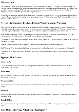 Are All Slot Gamings Developed Equal? Comprehending Variance