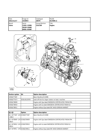 Volvo EC240B LC, EC240B LR, EC240B NLC Excavator Parts Catalogue Manual Instant Download (SN 12641-15000, 30259-35000, 8