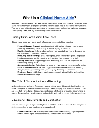 Clinical Nurse Aide