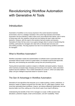 Revolutionizing Workflows Automation with Generative AI Tools