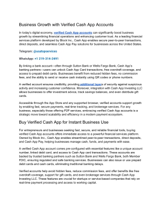 Business Growth with Verified Cash App Accounts