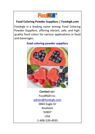 Food Coloring Powder Suppliers Foodrgb.com