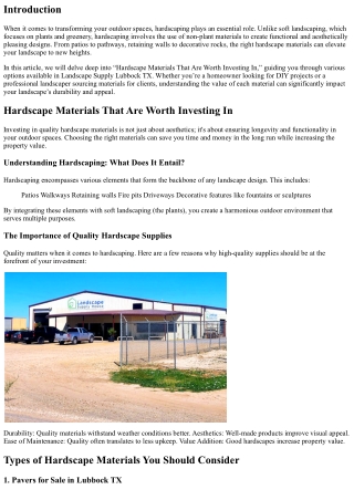 Hardscape Materials That Are Worth Investing In