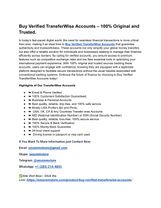 00.2 Little Known Ways to Buy Verified TransferWise Accounts