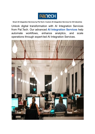 Smart AI Integration Services by Pal.Tech _ Custom AI Integration Services for All Industries
