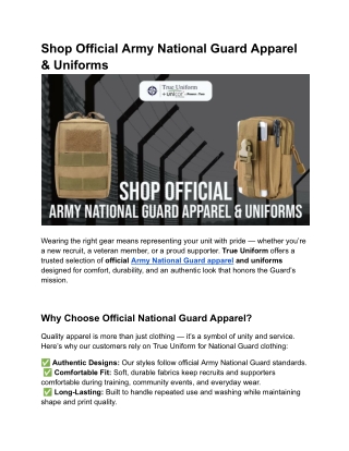 Shop Official Army National Guard Apparel & Uniforms
