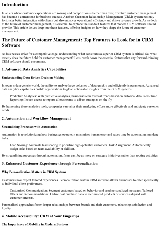 The Future of Customer Management: Top Features to Look for in CRM Software