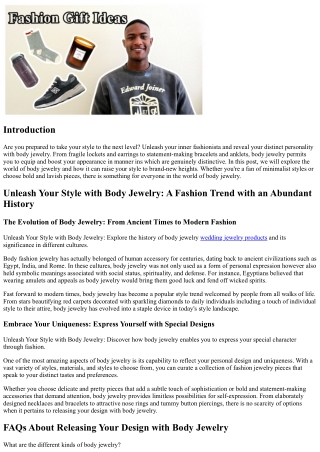 Release Your Style with Body Jewelry