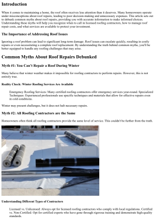Common Myths About Roof Repairs Debunked