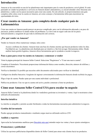 Crear cuenta en Amazon: guía completa desde cualquier país de Latinoamérica