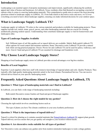 Frequently Asked Questions About Landscape Supply in Lubbock, TX