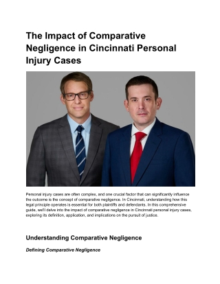 The Impact of Comparative Negligence in Cincinnati Personal Injury Cases