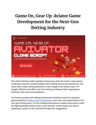 Game On, Gear Up_ Aviator Game Development for the Next-Gen Betting Industry