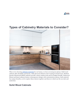 Types of Cabinetry Materials to Consider-AAADistributor