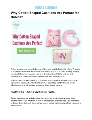 Why Cotton Shaped Cushions Are Perfect for Babies