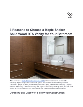 3 Reasons to Choose a Maple Shaker Solid Wood RTA Vanity for Your Bathroom-RTAHQ