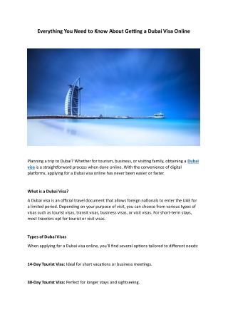 Everything You Need to Know About Getting a Dubai Visa Online