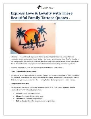 Express Love & Loyalty with These Beautiful Family Tattoos Quotes