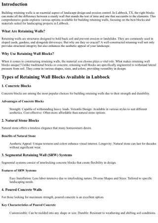 Building Retaining Walls: The Best Blocks Available in Lubbock, TX