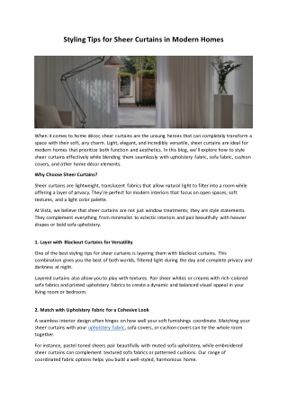 Styling Tips for Sheer Curtains in Modern Homes