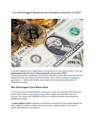 Is a Gold-Pegged Stablecoin the Smartest Investment of 2025