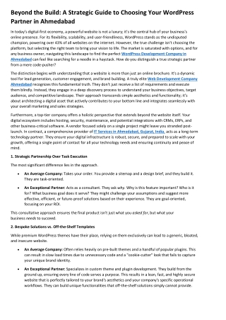 Beyond the Build A Strategic Guide to Choosing Your WordPress Partner in Ahmedabad