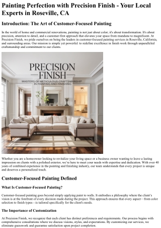 Painting Perfection with Precision Finish - Your Local Experts in Roseville, CA