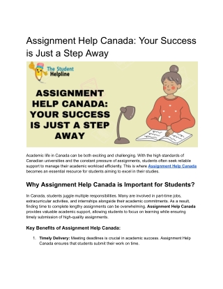 Assignment Help Canada_ Your Success is Just a Step Away