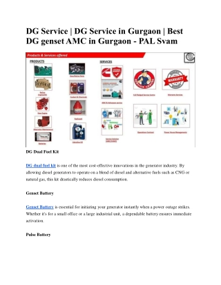 DG Service | DG Service in Gurgaon | Best DG genset AMC in Gurgaon - PAL Svam