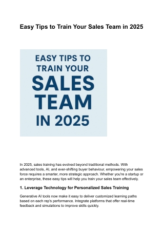 Easy Tips to Train Your Sales Team in 2025