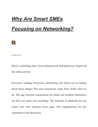 Why Are Smart SMEs Focusing on Networking_