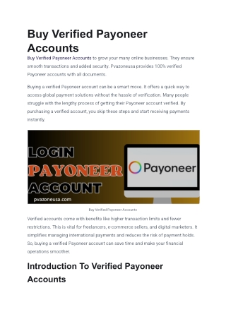 Easy Steps To Buy Verified Payoneer Accounts in New Year