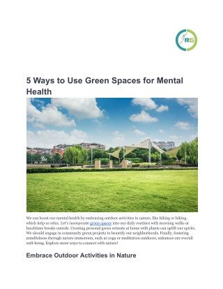 5 Ways to Use Green Spaces for Mental Health-Reachgreen