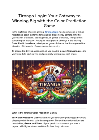Tiranga Login_ Your Gateway to Winning Big with the Color Prediction Game