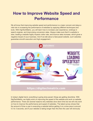 How to Improve Website Speed and Performance