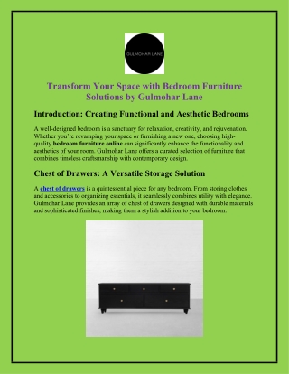 Transform Your Space with Bedroom Furniture Solutions by Gulmohar Lane
