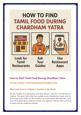 How to Find Tamil Food During Chardham Yatra