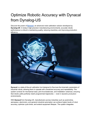 Optimize Robotic Accuracy with Dynacal from Dynalog-US