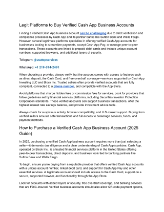 Legit Platforms to Buy Verified Cash App Business Accounts