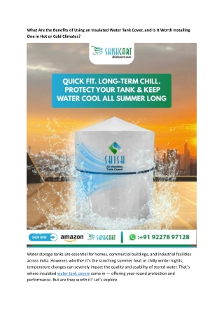 What Are the Benefits of Using an Insulated Water Tank Cover, and Is It Worth Installing One in Hot or Cold Climates